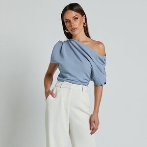 Chic Blue Off-Shoulder Women's Blouse